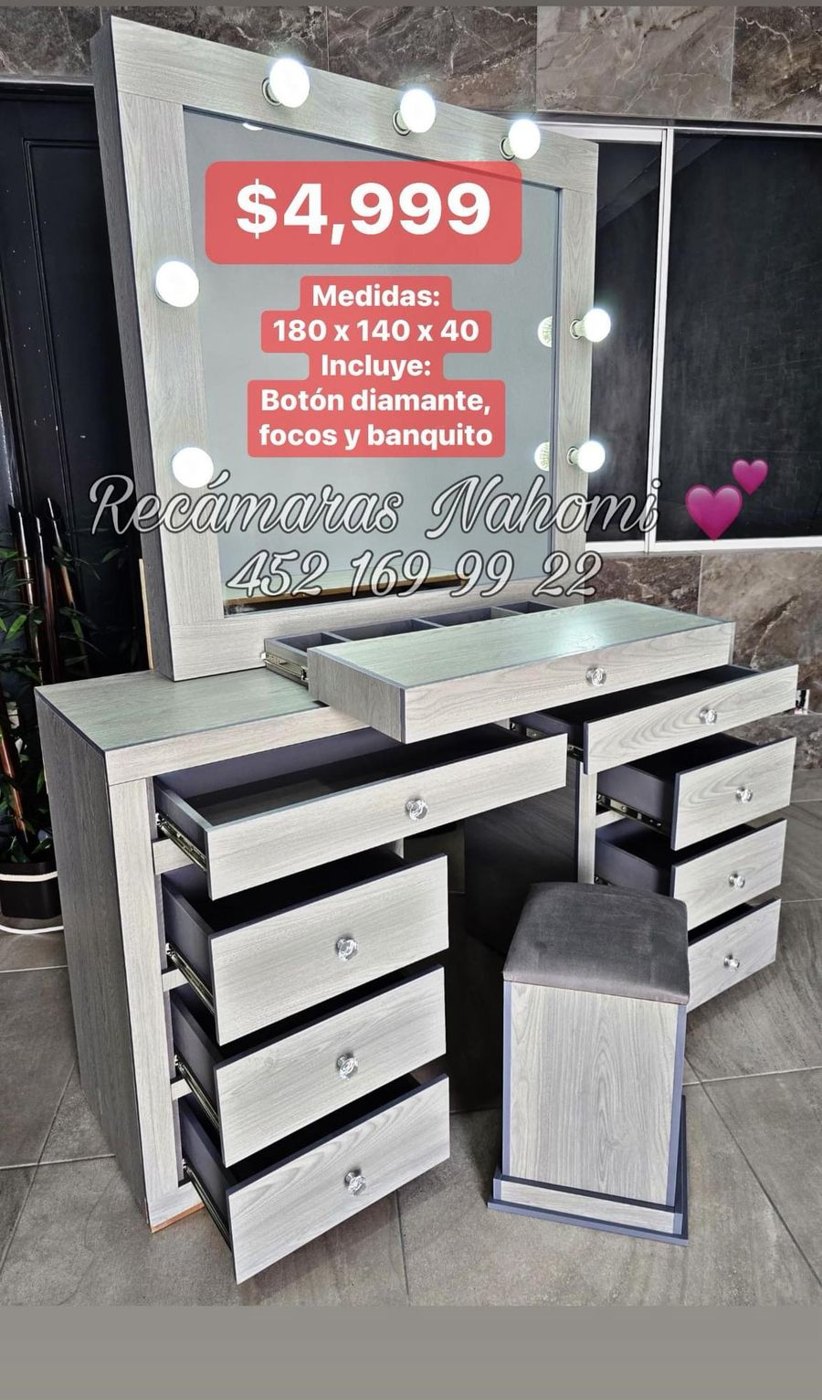 Tocador Gris Madera 180 x 140 x 40