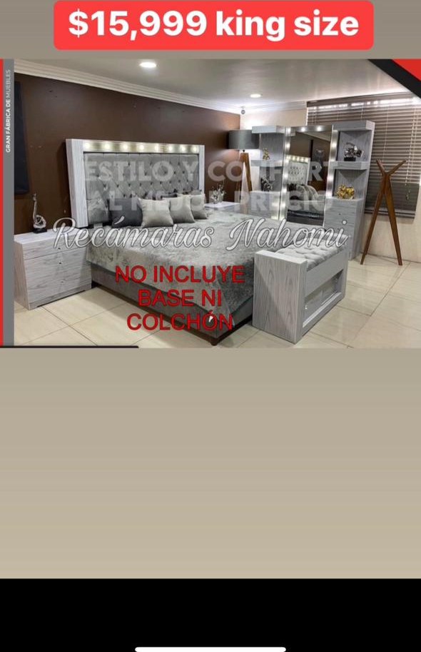 Recámara King Parota Tono Gris con Cabecera Iluminada