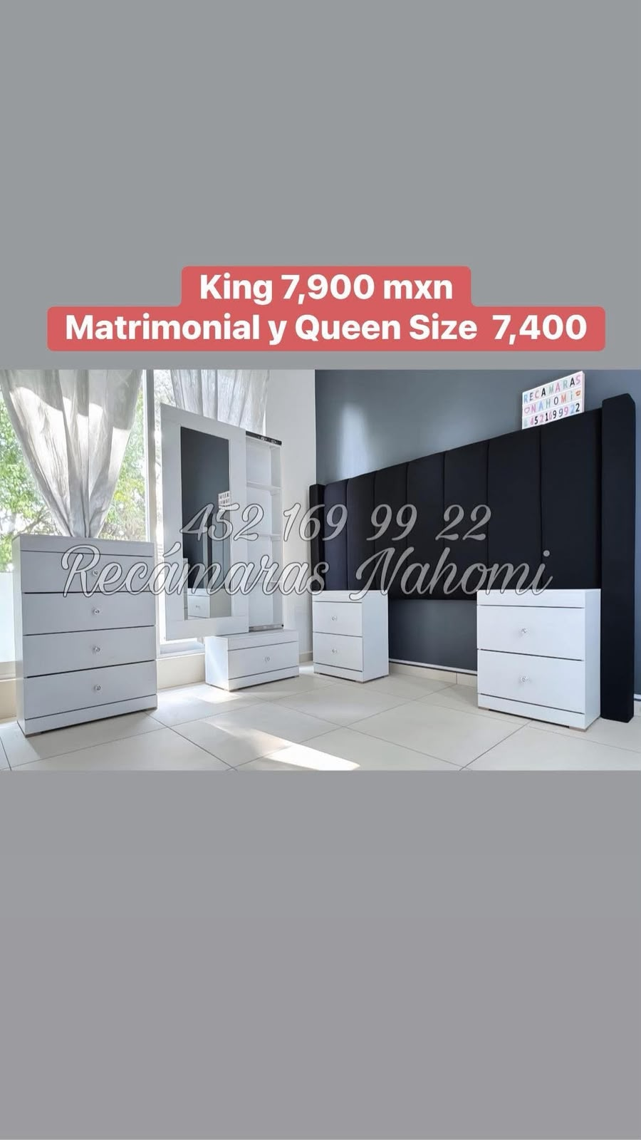 Recámara King Cabecera Panel Vertical Negro
