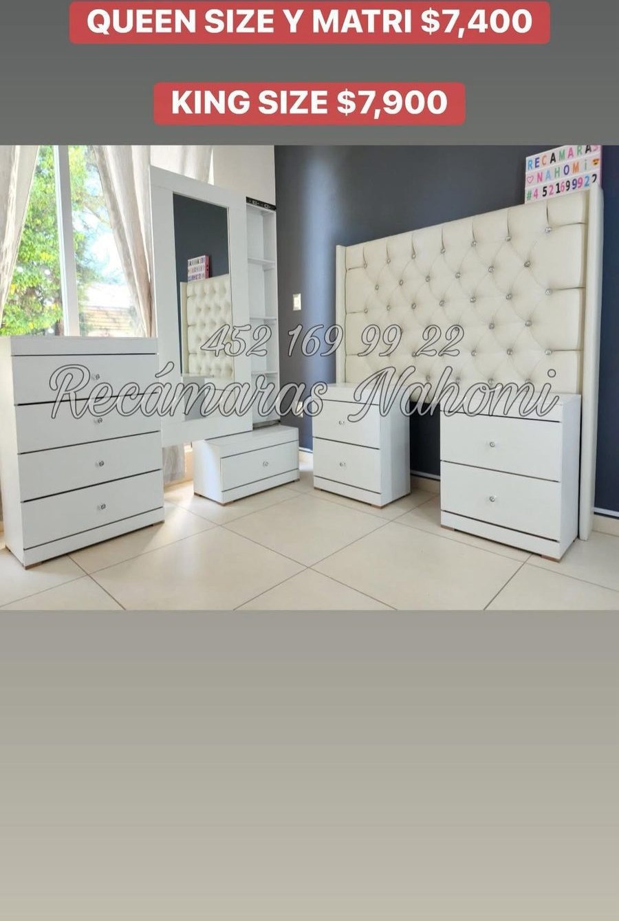 Recámara Blanca Cabecera Hueso