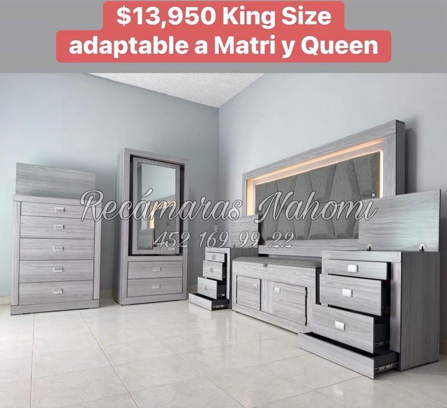 Recámara King Gris Adaptable