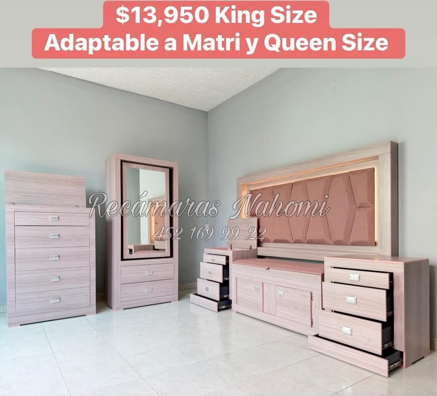 Recámara King Rosa Adaptable