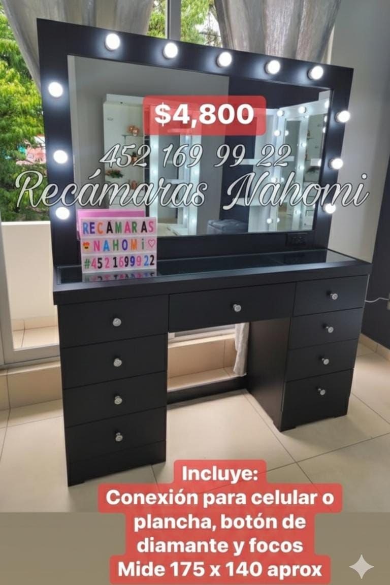 Tocador Negro Hollywood Premium