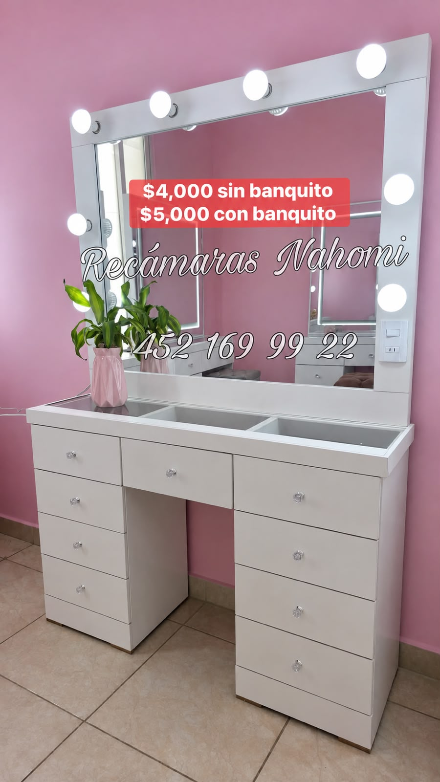 Vanity Blanco Espejo Grande sin Banquito