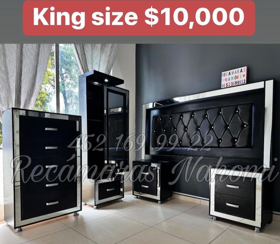 Recámara King Negra con Espejos