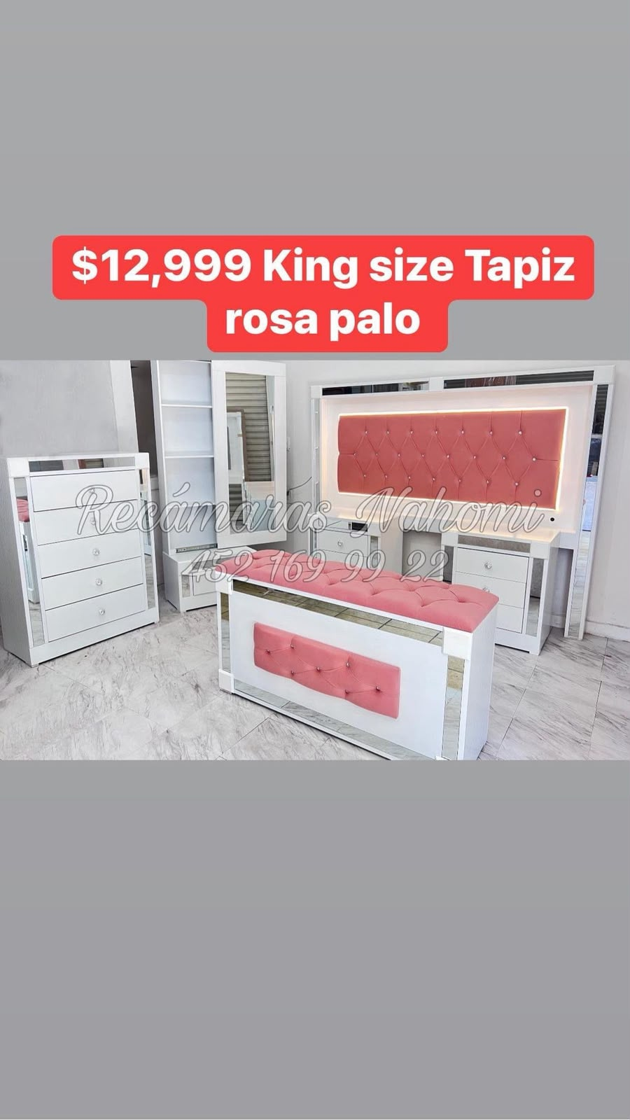 Recámara King Tapiz Rosa Palo