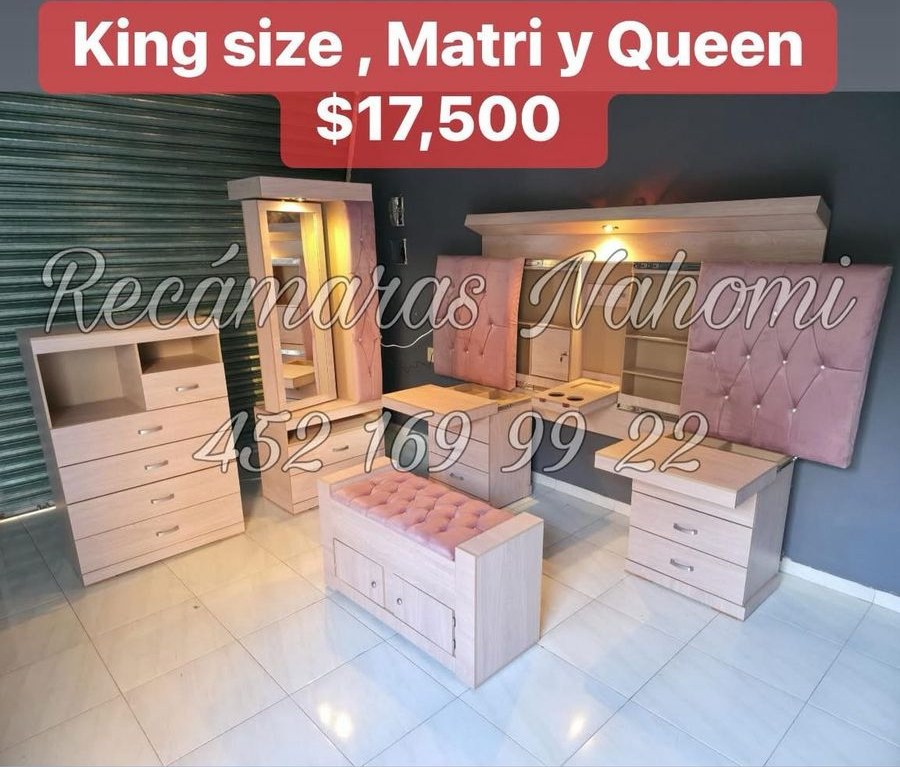 Recámara King Parota Rosa Palo con Caja Fuerte